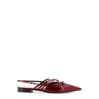 Gucci Ballerinas, female, Red, Size: 7 US Red Flat Shoes Cross-Buckle Leather