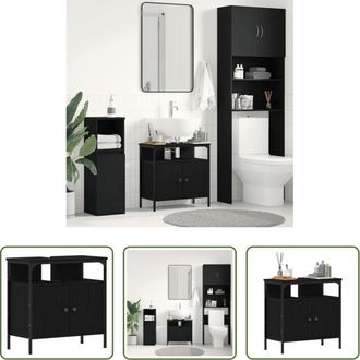 vidaXL Lavabo - Mobile Lavabo Bagno Rovere Nero 60x30x60cm Legno Multistrato