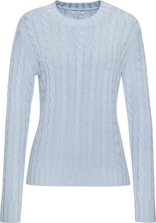 Lascana Rundhalspullover LASCANA, Damen, Gr. 32/34, hellblau, Strick, Obermaterial: 50% Baumwolle, 50% Polyacryl, unifarben, figurumspielend h&uuml;ftlang, Rundhal