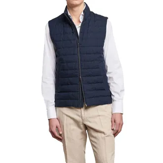 Herno Quilted Linen Vest - Navy