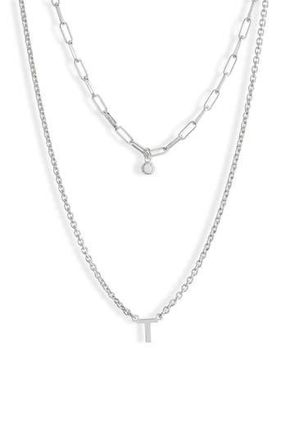 Meshmerise Diamond Initial Charm Necklace in Silver-T at Nordstrom Rack