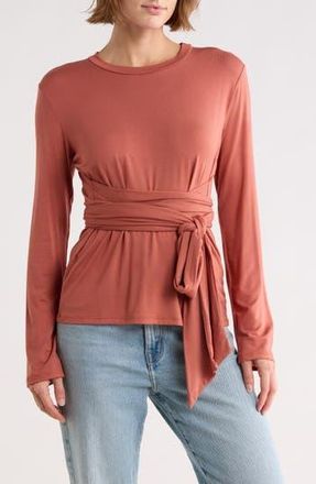 Go Couture Knit Front Knit Sweater in Rust at Nordstrom Rack, Size Medium