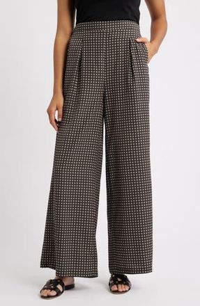 Bobeau High Waist Wide Leg Pants in Dark Brown/Taupe at Nordstrom Rack, Size Medium