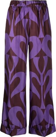 P.A.R.O.S.H. graphic-print high-waisted trousers - women - Silk - S - Brown