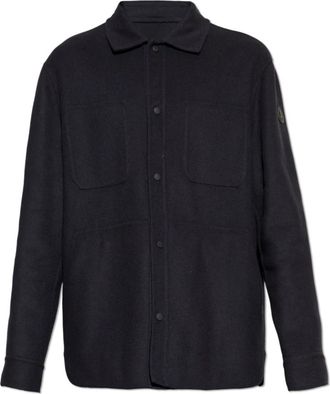 Moncler Tagnit Reversible Wool Shirt Jacket - Heren - Zomerjassen - Blauw - L - Wol - Jassen