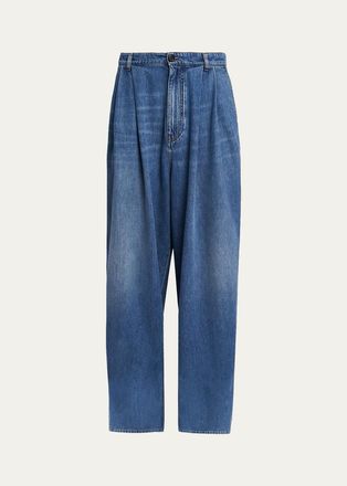 Marni Pleated-Front High-Rise Wide-Leg Jeans