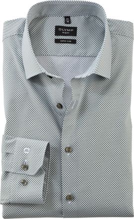 Olymp Mens Long-Sleeved Shirt, No. Six, Rotation Print on Plain, No 6 six, 22 Modern Kent, putty 75, 15.5