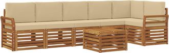 vidaXL Conjunto De Sof&aacute;s De Exterior 7 Uds. Natural Y Beige Poli&eacute;ster Vidaxl