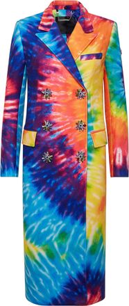 Philipp Plein Coat Long Fur Insert Tie dye