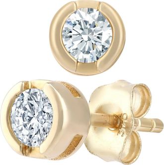 Jewelco London 9ct Gold Round 1/3ct Diamond Solitaire Stud Earrings - PE0AXL1572Y