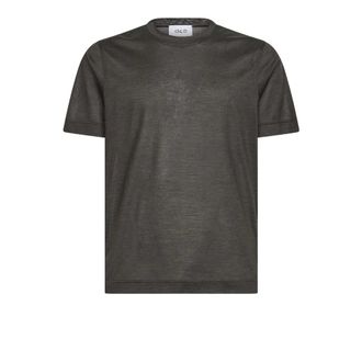 D4.0 T-Shirts, male, Brown, Size: XL Silk Jersey Crewneck T-Shirt
