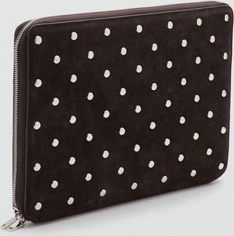 Mango Custodia portatile pelle borchie cioccolato - Donna - Taglia unica - MANGO