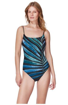 Gottex Willow Round Neck One Piece in Black-Blue at Nordstrom, Size 12