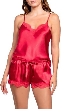 In Bloom by Jonquil Lace Trim Satin Cami & Short Pajamas in Scarlette at Nordstrom Rack, Size X-Large