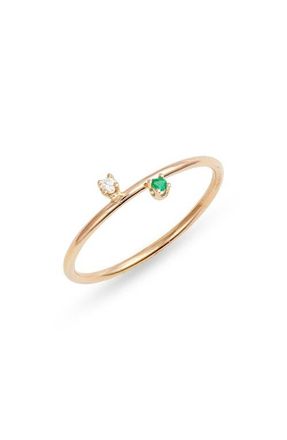 Poppy Finch Diamond & Emerald Ring in 14Kyg at Nordstrom, Size 7