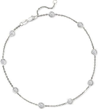 Ross-Simons Diamond Station Anklet in 14kt White Gold