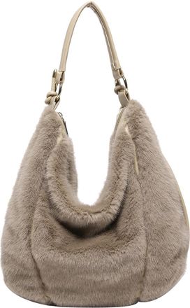 Generic HiTotes Fluffy Tote Bag Fuzzy Purse for Women Y2K Bag Faux Fur Shoulder Bag Plush Tote Bag Crossbody Purse Furry Hobo Handbag