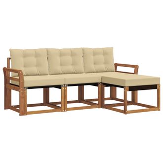 vidaXL Conjunto De Sof&aacute;s De Exterior Con Coj&iacute;n 4 Pcs Natural Y Beige Vidaxl