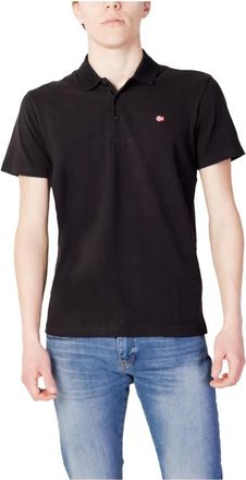 Napapijri Tops, Heren, Zwart, M, Katoen, Klassieke korte poloshirt