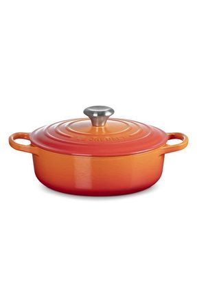 LE CREUSET Signature 3.5-Quart Round Enamel Cast Iron Dutch Oven in Flame at Nordstrom