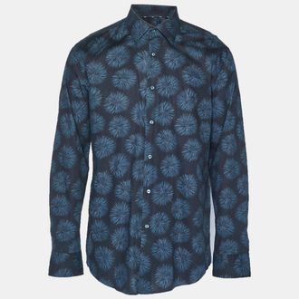 HUGO BOSS Boss By Hugo Boss Blue Printed Cotton Shirt