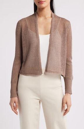 Eileen Fisher Organic Linen & Organic Cotton Cardigan in Cocoa at Nordstrom Rack, Size Xx-Small