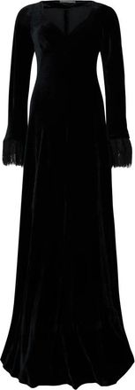 Alberta Ferretti Lange zwarte fluwelen jurk elegant - Dames - Maxi kleedjes - Zwart - S - Kleedjes