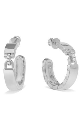 Melinda Maria Ashley Lock Hoop Earrings in Silver-White at Nordstrom