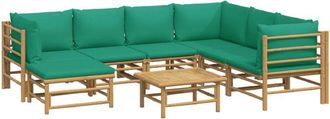 vidaXL Set De Muebles De Jard&iacute;n 8 Piezas Bamb&uacute; Con Cojines Verde Vidaxl