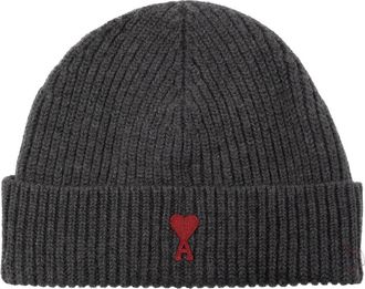 Ami Geribbelde muts Wintermode - unisex - Hoeden - Grijs - ONE Size - Accessoires