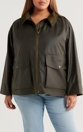 Barbour Croxdale Waxed Cotton Jacket in Archive Olive at Nordstrom, Size 1X W