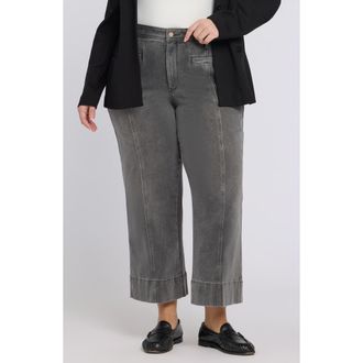 NYDJ Teresa Front Seam Wide Leg Ankle Jeans in Dusty Ash at Nordstrom, Size 20W