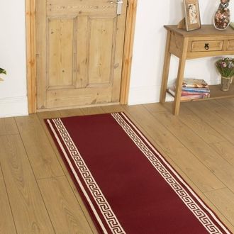 Runrug Hallway Carpet Runner Rug - Soft & Comfy, 9mm - Key in Red | Size: 100 cm x 330 cm