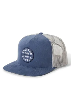 Brixton Oath Logo Patch Snapback Trucker Hat in Blue Chambray/white at Nordstrom