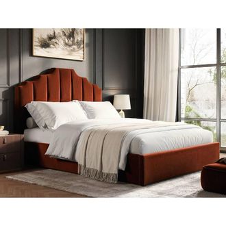 Flair Margot Ottoman Bed Burnt Orange Velvet | Size: King