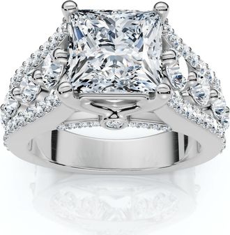 Pompeii3 Certified 3.80Ct Princess Cut Diamond Engagement Ring 14k Gold Lab Grown