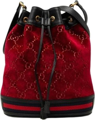 Gucci Pre-owned Vintage Bucket Bag - Dames - Vintage Tas - Rood - ONE Size - Leer - Vintage