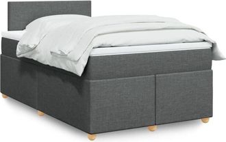 vidaXL Cama Box Spring Con Colch&oacute;n Tela Gris Oscuro 120x200 Cm Vidaxl
