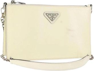 Prada Pre-owned Vintage Leather Clutch - Dames - Vintage Clutch - Wit - ONE Size - Leer - Vintage