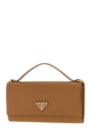 Prada Womens Camel Leather Wallet Caramel 0 Portafogli