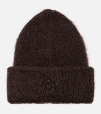 Moncler Logo mohair and wool-blend beanie