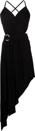 Alexandre Vauthier asymmetric draped dress - women - Brass/Viscose/glass/Elastane - 38 - Black