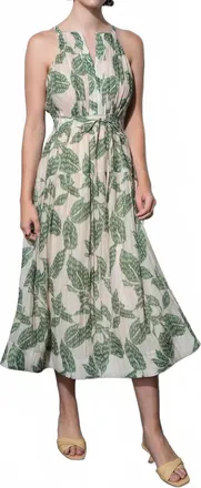 Greylin Veneria Halter Midi Dress In Green
