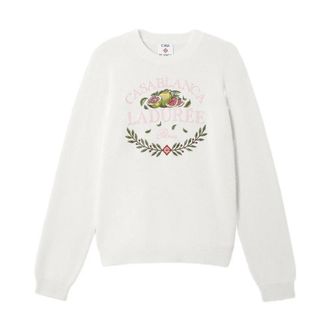 Casablanca Crew-neck Katoenen Trui - Heren - Sweatshirts - Wit - S - Katoen - Hoodies & sweatvesten