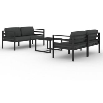 vidaXL Set Muebles De Jard&iacute;n 5 Pzas Y Cojines Aluminio Gris Antracita Vidaxl