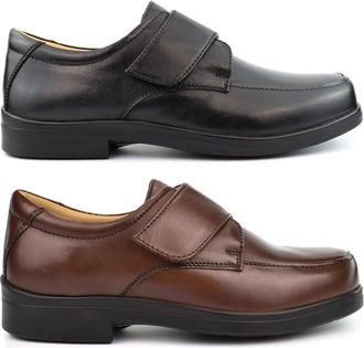 Generic Mens Wide Fit Shoes Mens Leather Shoes Size 9 Extra Wide Shoe Size 15 Touch Fasten Shoe 3E Width Triple E EEE Width Genuine Leather Sizes 6-15 Brown/B