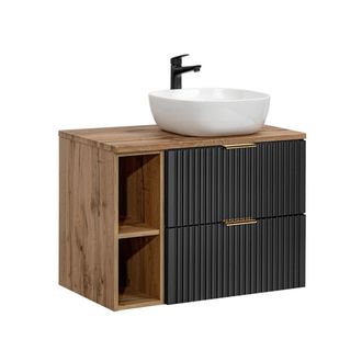 Petits Meubles Mueble lavabo 2 nichos estratificado Negro