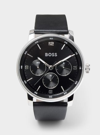 BOSS Mens Contender leather band watch