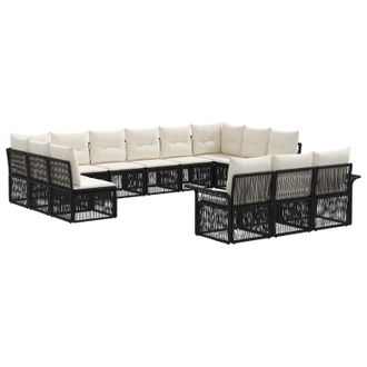 vidaXL Conjunto De Sof&aacute;s De Jard&iacute;n 13 Pcs Negro Rat&aacute;n Sint&eacute;tico Vidaxl