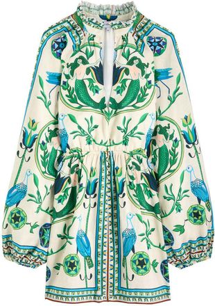 Lug von Siga Lug Von Siga Selene Printed Linen Mini Dress - Green - 34 (UK6 / XS)